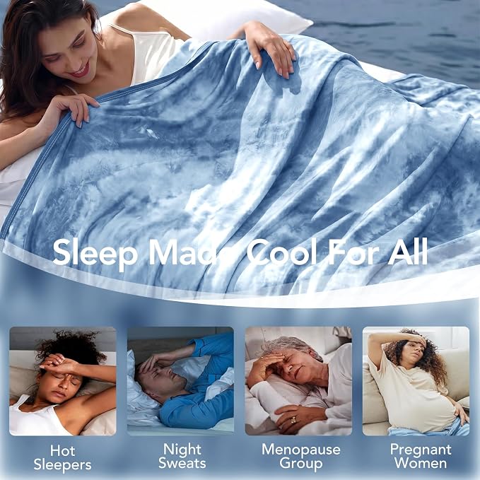 Cooling Blanket Queen Size 80"x88" for Hot Sleepers | Cold Summer Soft Blanket for Bed Couch and Travel Absorbs Heat Q-Max>0.35 Cool Lightweight Throw for Night Sweats Menopause