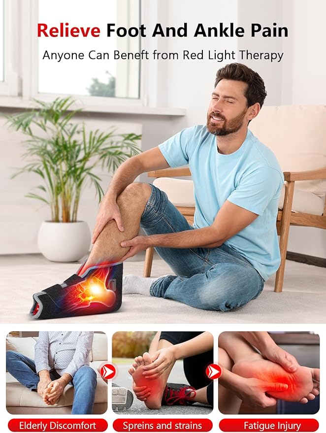 Red Light Therapy for Feet, 660nm & 850nm Near Infrared Light Therapy Heat Therapy Foot Wrap with Timer, Infrared Light Shoe for Foot Ankle Heel Joint.
