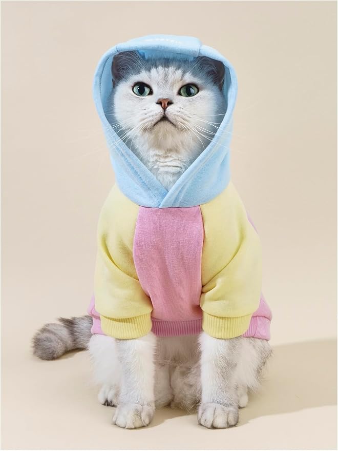 Basic Dog Hoodie Sweatshirt Puppy Sweater Warm Cat Costumes Pet Clothes for Chihuahua Puppy Kitten Small Medium Dogs Pink X-Small