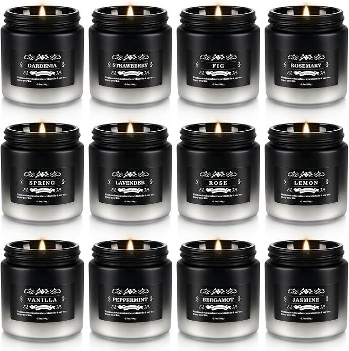 YOROXRG Scented Candles Gifts Set 12 Pack Soy Wax Travel Tin Jar Candles for Home 3.05 OZ for Mom for Christmas, Birthday, Thanksgiving, Mother's Day(Gradient Color)