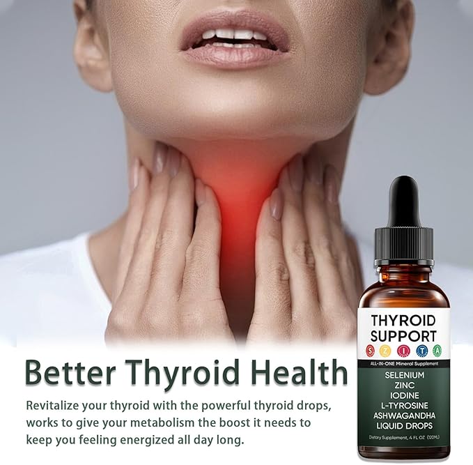 Kindled Thyroid Support Liquid Drops, Actora Thyroid Support Drops with Selenium Zinc Iodine L-Tyrosine Ashwagandha for Hormone Balance - Mood & Energy Supplement - 4 fl. oz. (120mL) (1)