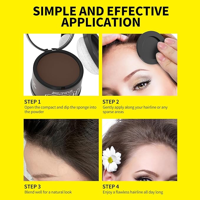 Sevich Hairline Powder - Root Touch Up Instantly Hair Color for Thinning Gray Coverage - Bald Spot Concealing Hair Powder for Women & Men - 48Hour Waterproof & Sweatproof - Dark Brown
