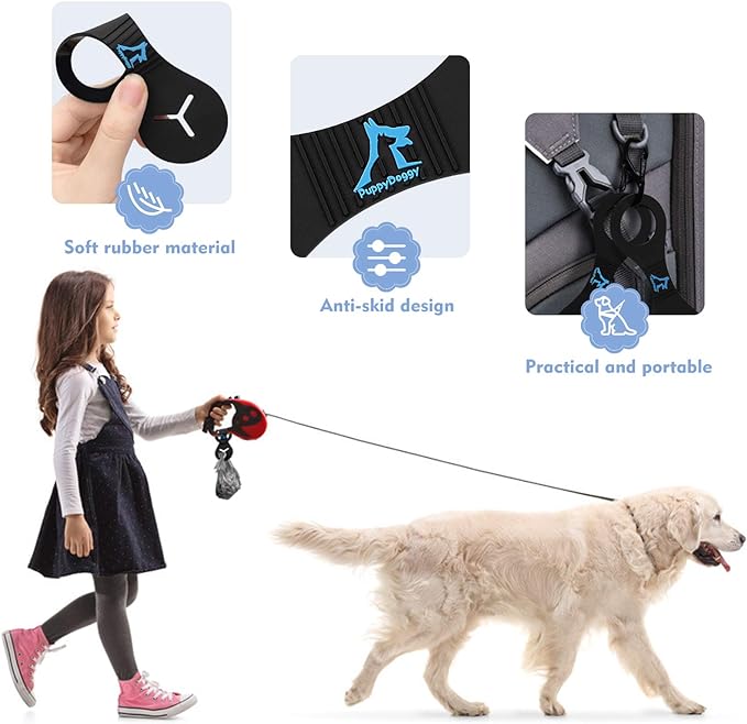 Dog Poop Bag Holder for Leash Waste Bag Carrier Dog Poop Bag Dispenser for Walking Running Bicycle Accessory 2 Pieces (Black + Blue)