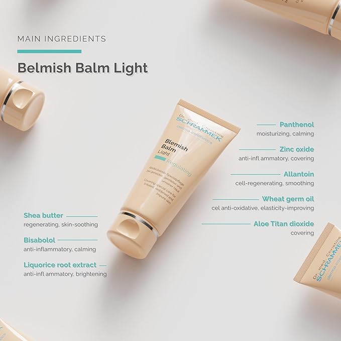 Schrammek Blemish Balm Light (1.4 fl oz) - Covering Special Care for Irritated, Reddened & Impure Skin - The Original since 1967 - BB Cream - Tinted Face Moisturizer - Facial Skin Care - Dr
