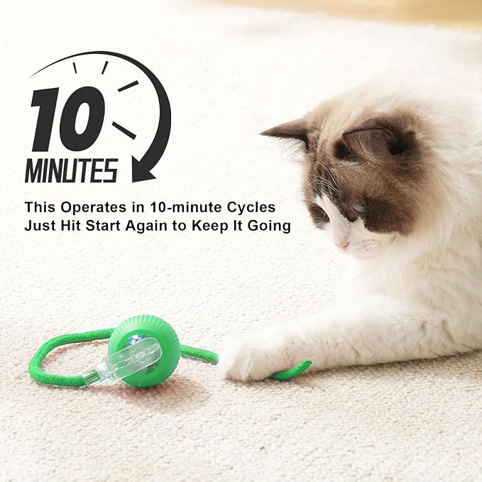 Goosheep 1PK Automatic Rolling Interactive Cat Toys Ball for Indoor Cat Dog | Green, 3 Modes, LED Light, 360° Smart Automatic Rolling, for Indoor Cats and Small Dogs, Suitable for Multi-cat Families