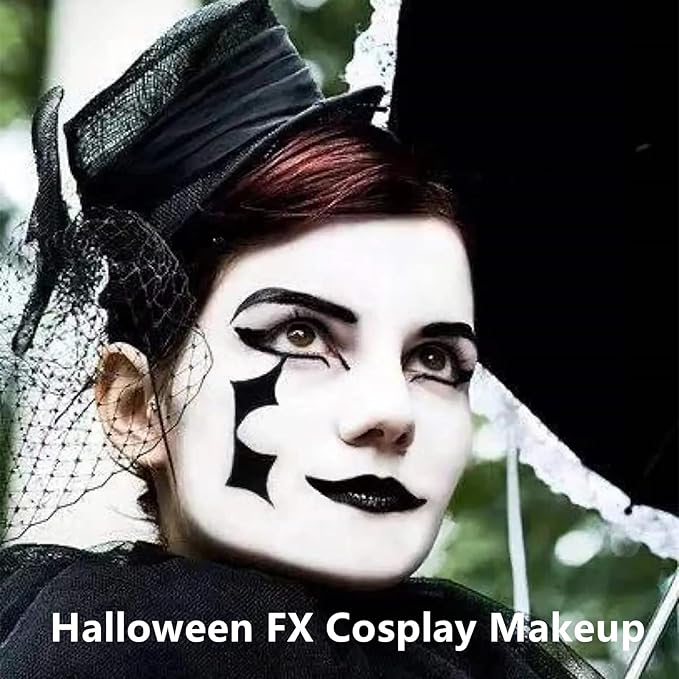Go Ho White and Black Face Paint Stick,Full-coverage Washable Face Body Paint for Art Theater Halloween Cosplay Skull Zombie Vampire Skeleton Clown SFX Makeup