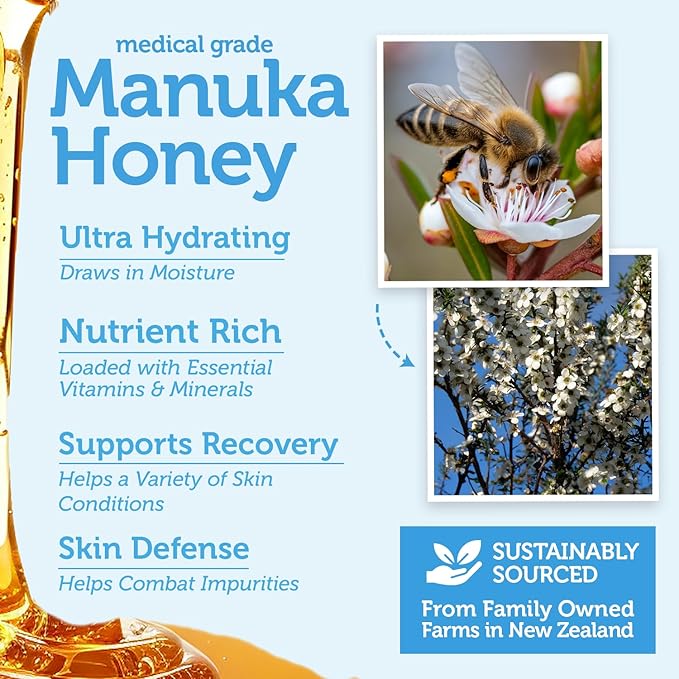 Manuka Honey Exfoliating Face Scrub – Gentle Microdermabrasion Face Exfoliator to Help Smooth, Soften & Balance with Moisturizing Organic Superfoods 4oz (Pack of 2)