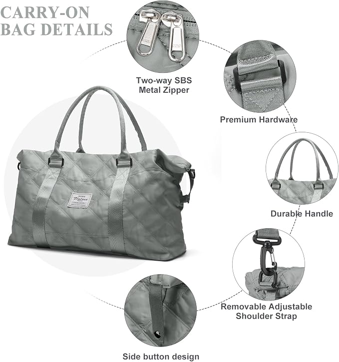 Travel Duffel Bag, Carry On Overnight Weekender Bags for Women | Travel Bag with Wet Pocket & Trolley Sleeve, For Spirit Airlines 18x14x8 Personal Item Bag