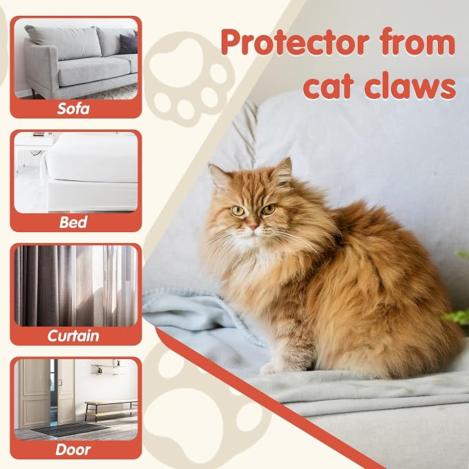 Secopad 18 PCS Cat Scratch Furniture Protector, Couch Protector, 17IN | Transparent, Single-Sided, Self Adhesive, Large Size, Easy to Use and Remove, Anti Pet Deterrent, Sofa Cover from Cat Claws
