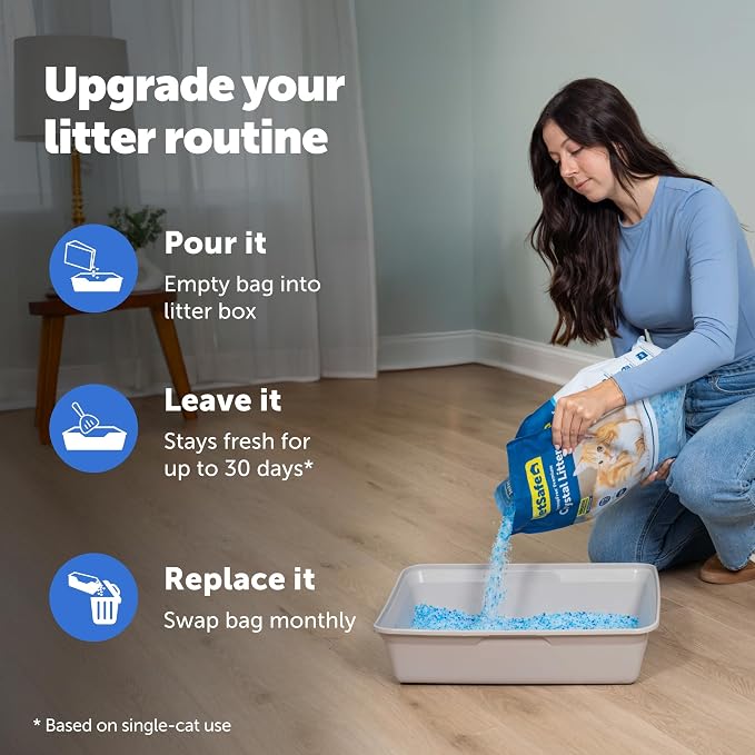 PetSafe ScoopFree Odor Control Crystal Cat Litter, Fresh Scent, 8 Lb Bag | 5x Faster Odor Control than Clumping Clay Litter, 99% Dust-Free, Low Tracking Crystals, Compatible with Any Cat Litter Box