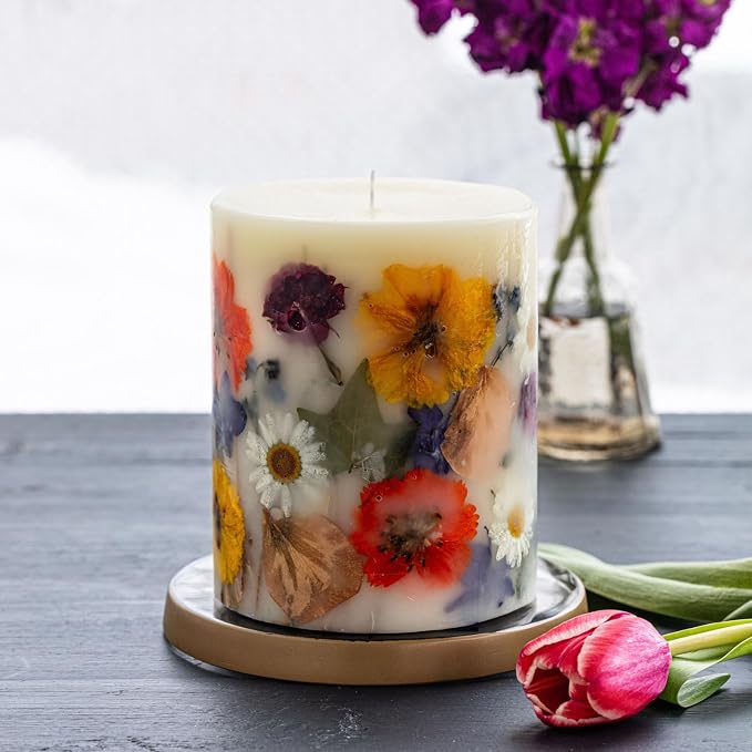 Rosy Rings Spring Decor Essence of Spring Botanical Candle | Aromatherapy Long Lasting Candles Home Gifts Notes of Hyacinth, Honeysuckle, Rose, Cyclamen, Orange Flower Aroma Burn Time 120 Hours 5.5" H