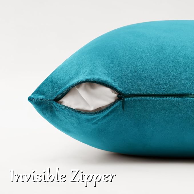 GIGIZAZA Teal Velvet Pillow Covers 20x20 Decorative Pillows Pack of 2 | Blue Throw Pillows for Couch Sofa,280gsm Soft Textured Fabric,Modern Square Pillowcases,Luxury Cushion Covers