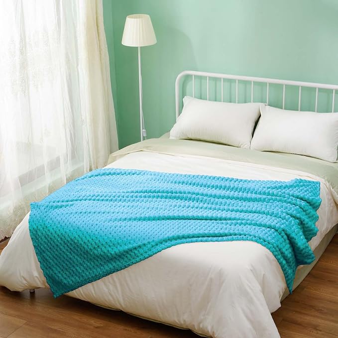 Excervent Hexagon Jacquard Throw Blanket for Bed, 50x70 Inches, Teal | Decorative Fuzzy Flannel Fleece Throw Blanket for Sofa Bed Couch, Super Soft Cozy, Suitable for All Seasons