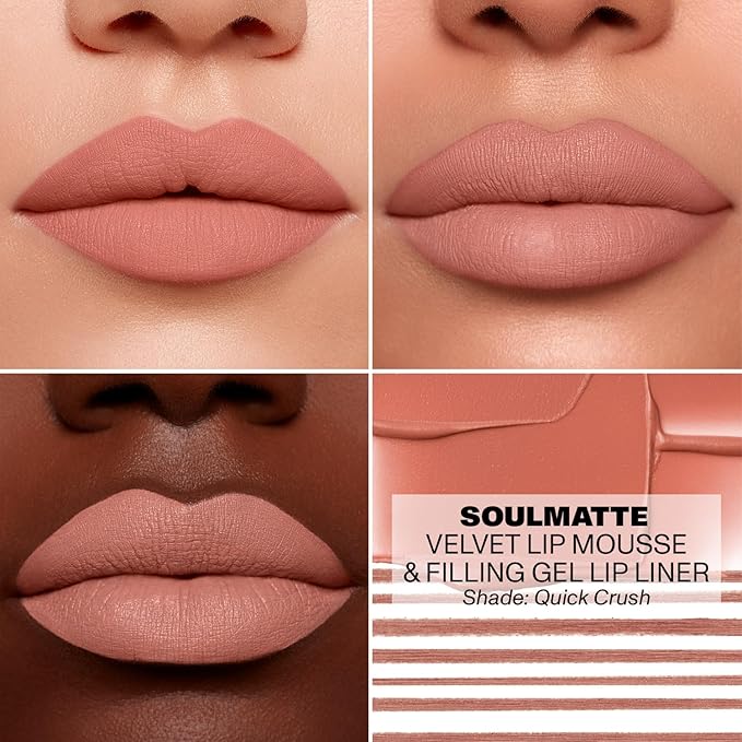 MORPHE Soulmatte Gel Lip Liner - Creamy Lip Pencil with a Matte Formula - Precision Contour Pencil with Sweet Almond & Tea Seed Oil for Long-Lasting Definition - Quick Crush (0.007 oz) (Pack of 2)