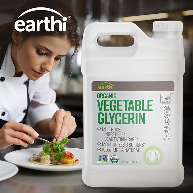 Organic Vegetable Glycerin Liquid - Made from Sustainably Source - 100% Vegan and Natural - Multipurpose, Ingestible, Skin and Healthcare - Vegetable Glycerine Food Grade Organic (1 Gallon)