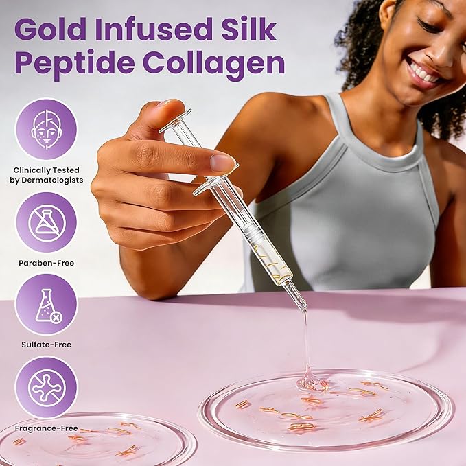 Collagen Silk Peptide Intensive Ampoule, Silk Peptide Intensive Lifting Ampoule，Anti-Aging Hydrating Serum for Face with Collagen & Multi Peptides，Hydrating Korean Skincare Facial Serum