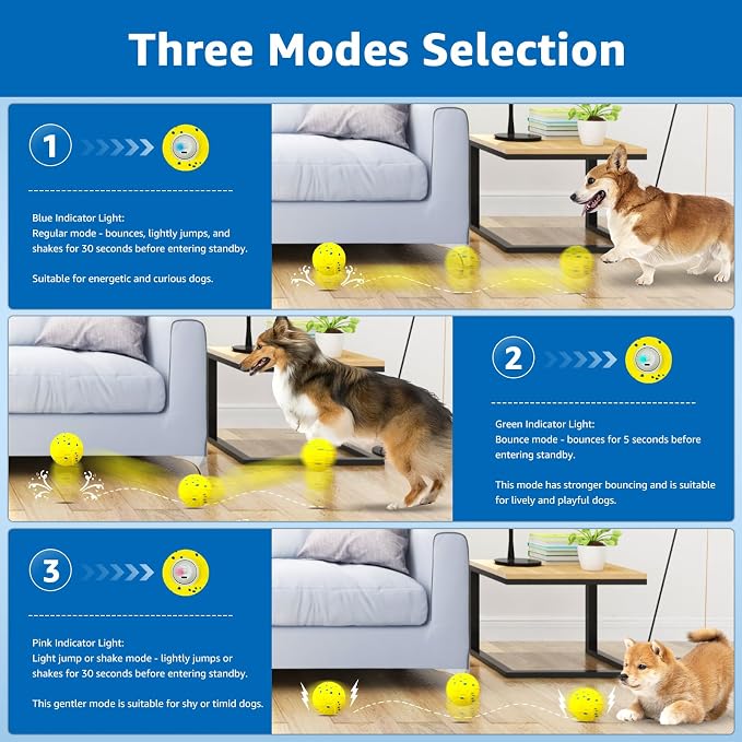 Dolita Interactive Dog Toy with Remote 3 Modes Moves Vibrating Ball, Self Bouncing Dog Ball, Smart Automatic Rolling Ball, E-TPU Material for Large/Medium Dogs
