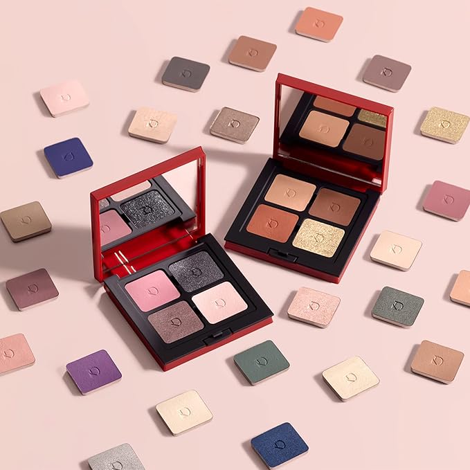 Diego dalla Palma Customizable Eyeshadow Palette- Practical And Functional Magnetic Compact- Includes A Mirror- 4 Slots For Replaceable Eyeshadows- Comes In Iconic Red Color- Refill System- 1 Pc