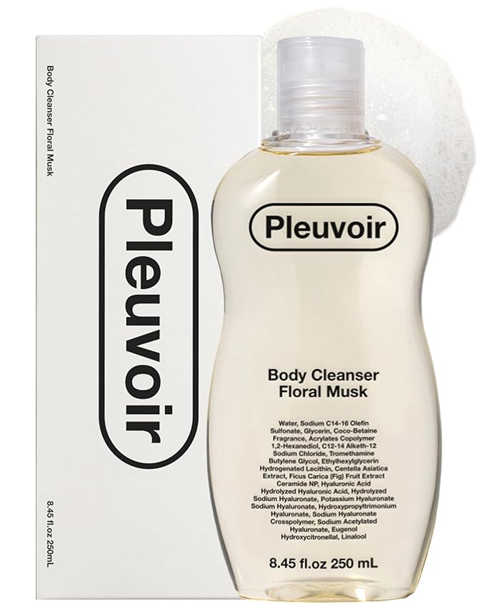 Pleuvoir Luxury Perfume Body Wash Floral Musk - French MANE Fragrance (Tuberose, Iris & Musk) -Rich Moisturizing Foam with 8 Types Hyaluronic Acid, Ceramides, Shower Gel for Dry Skin 8.45 fl.oz