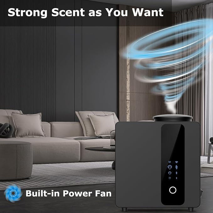 2026 Upgraded HVAC Scent Diffuser Machine Kit, Includes 2 Premium Oils, Wi-Fi Control, Cover 5000 Sq.Ft, Waterless Cold Air Aromatherapy Essential Oil Hotel Fragrance Diffuser for Large Room - Black