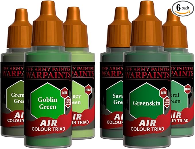 The Army Painter, Air Triads Orcs + Goblins - Airbrush-Ready Paint Orcs + Goblins with 6 x 18 ml Pre-thinned Acrylic Spray Paints - Air Paints for D&D & Warhammer Miniatures