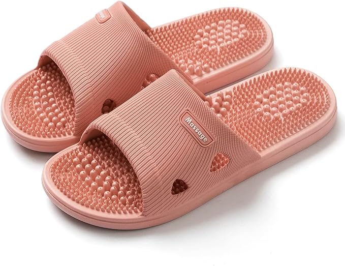 Acupressure Massage Slippers for Plantar Fasciitis for Women Acupuncture Slippers Arthritis Neuropathy Pain Relief Non-Slip Massage Sandals Womens Stress Relief Gifts for Bath (US Women 5.5-6, Pink)