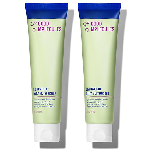 Good Molecules Lightweight Daily Moisturizer Face Cream Pack 2 – 100 ml / 3.38 fl oz Each - Non-Greasy Facial Moisturizer Face Lotion with Shea Butter & Hyaluronic Acid
