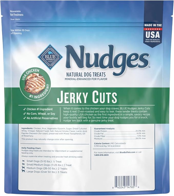 Blue Buffalo Nudges Jerky Cuts Natural Dog Treats Chicken (Pack of 3)