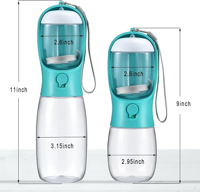 Cibaabo Dog Water Bottle Portable with Food Container & Filter for Travel | Feeding & Hydration | Travel Water Bowl | Portable Pet Dispenser | Dog Gifts | Puppy Essentials | for Hiking Camping Beach