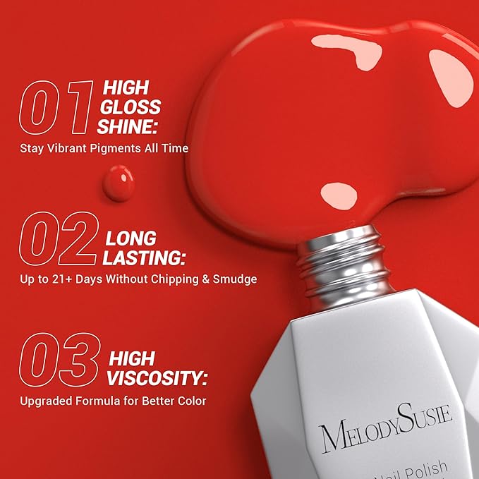 MelodySusie Thick Bright Red Gel Nail Polish,0.5fl oz Nails Soak Off UV LED Neon Red Gel Polish Christmas Gift for Women Nail Art Manicure Salon DIY Nail Design Decoration at Home-068