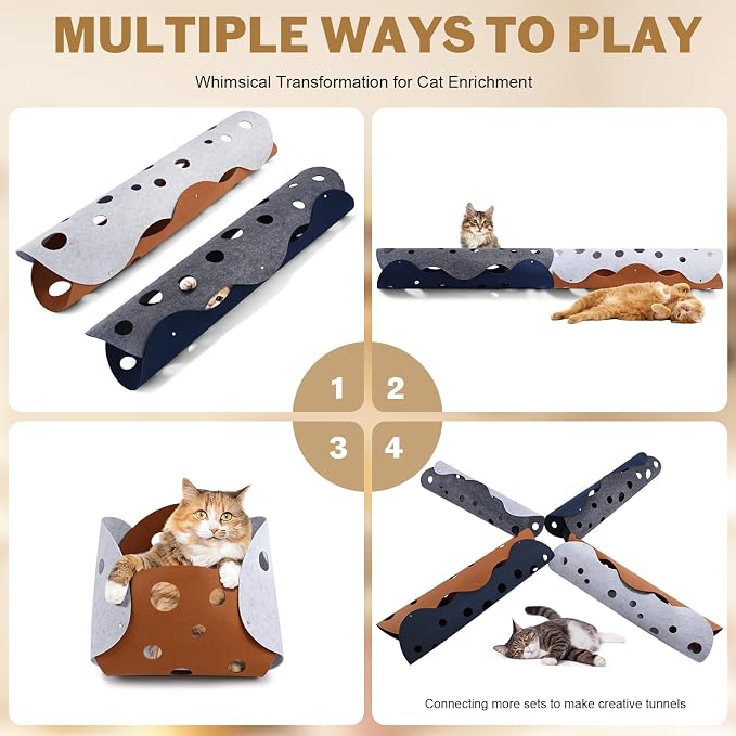 2 PCS Transformable Cat Tunnels for Indoor Cats, Large Cat