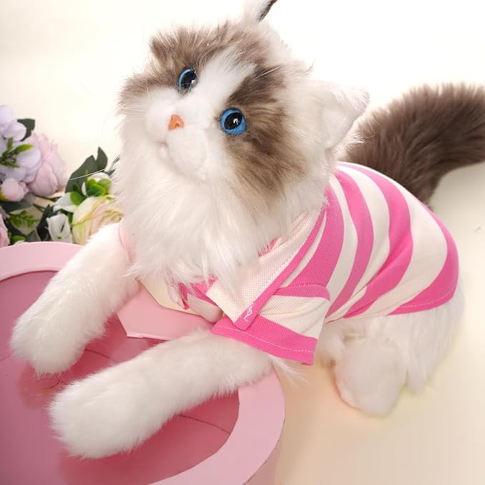 Pistha Dog Shirt Polo Shirt Striped Puppy Clothes for Boy Girl Pets | Dog Shirt Dog Clothes Pet Clothes with Summer Button Up for Small Medium Dogs Cats