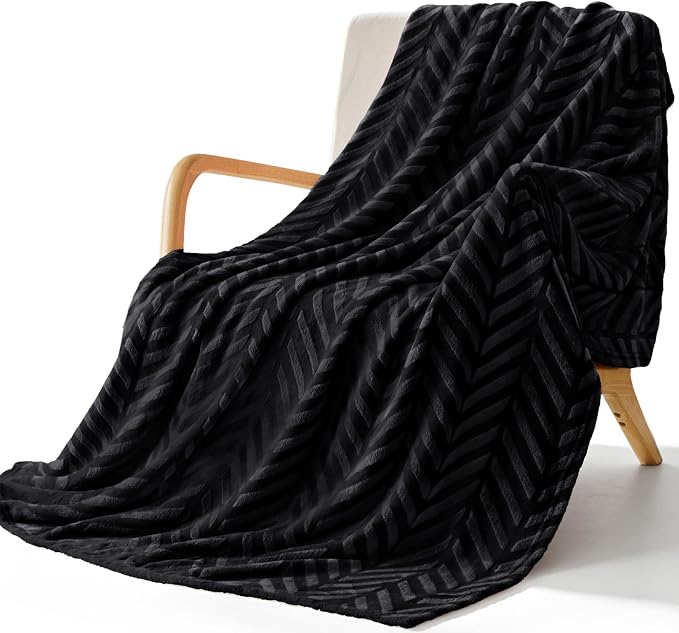 Whale Flotilla Flannel Fleece Fall Throw Blanket for Couch, Black | Lightweight Breathable Soft Sofa Throws, Plush Fluffy Chevron Design Decorative Blankets for Home Life, 50x60 Inch