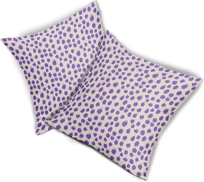 Purple Cream Pillow Covers 18x18 Set of 2 Boho Design Polka Dot Throw Pillows Modern Brush Strokes Print Decorative Outdoor Pillowcase Square Cushion Cover Linen Pillow Case for Home Sofa Couch Bed