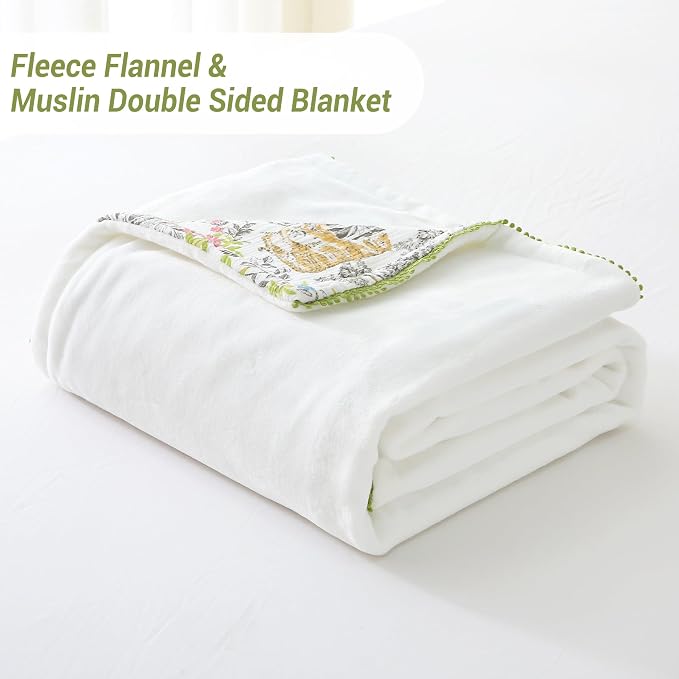 Viviland Cotton Blanket Muslin Blankets for Adult Reversible Flannel, Gifts for Women, Cozy and Soft for All Seasons, Home Decor Throw for Sofa, Chair, Tiger Yanina, 50x70 inches