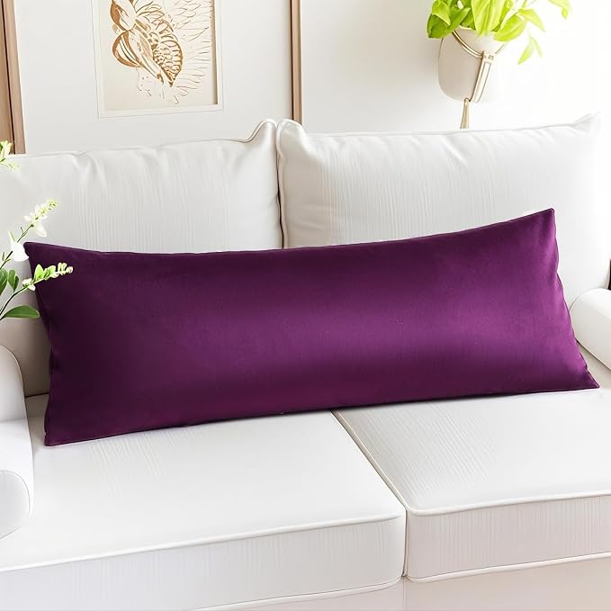 Artscope Luxury Velvet Lumbar Pillow Cover Super Soft Decorative Rectangle Throw Pillow Covers Case Cushion Covers for Sofa Couch Bedroom Car Decor 14x36 Inch Eggplant Purple
