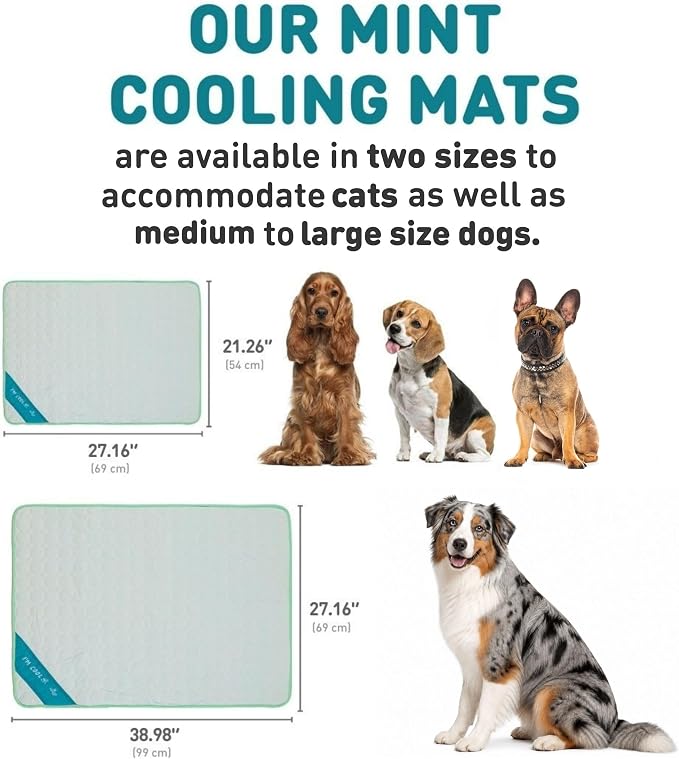 INSPECTOR TAIL Dog Cooling Mat, Indoor & Outdoor, Medium Self Cooling Pad | No Freeze Needed, Breathable, Washable, Portable Cooling Mat for Dogs with Travel Bag, Fits Car, Crate, Floor & Bed, 27"x 21"