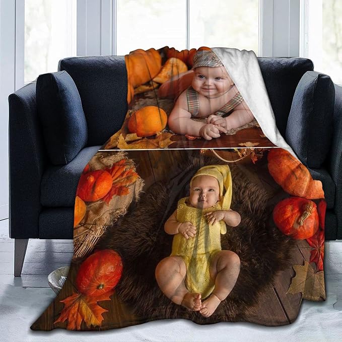 QETXVI Custom Blanket with Photos Text Customized Blanket Personalized Flannel Throw Blankets for Adult Kid Birthday Christmas Halloween Fathers Mothers Valentines Gift - 50"x 60"