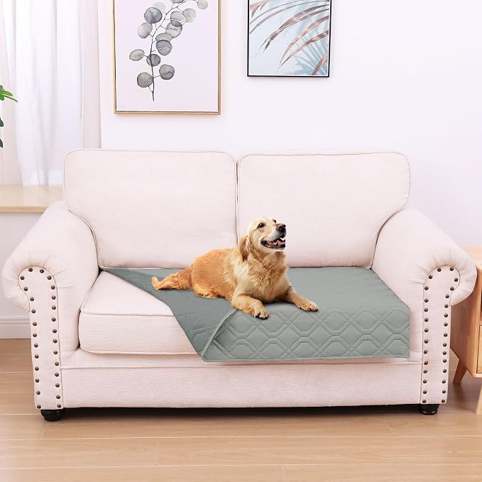 Waterproof Dog Bed Blanket - Soft Pet Blanket & Sofa Cover for Dogs | Reversible Washable Furniture Protector, Couch Covers for Pets (30x53 Inch, Grey/Dark Grey)