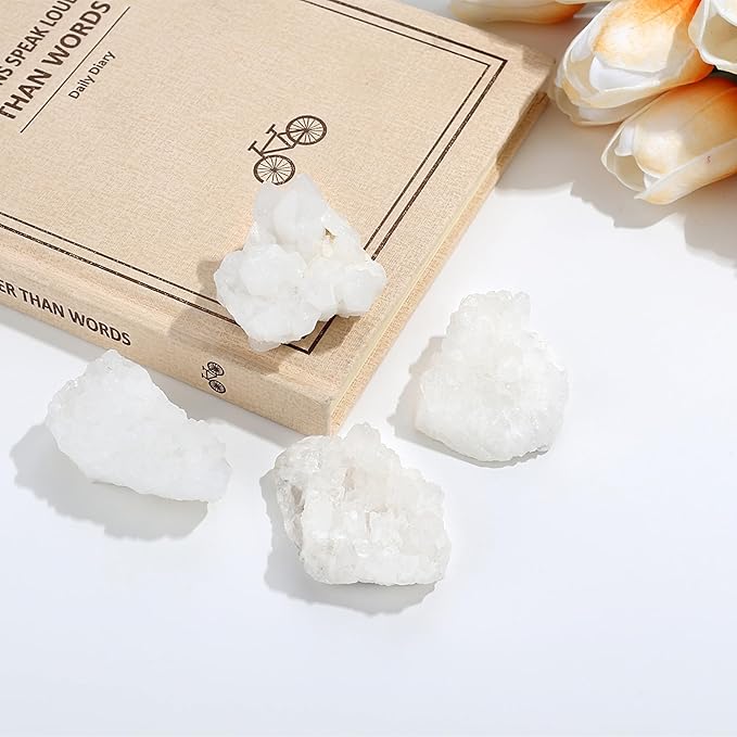 ZHIYUXI Clear Quartz Crystals and Stones Cuarzos Crystal Cluster Geode Clear Crystal Quartz Crystals for Beginners Natural Rock Raw Stone Energy Balance Reiki Decor 1Pc 50-70g