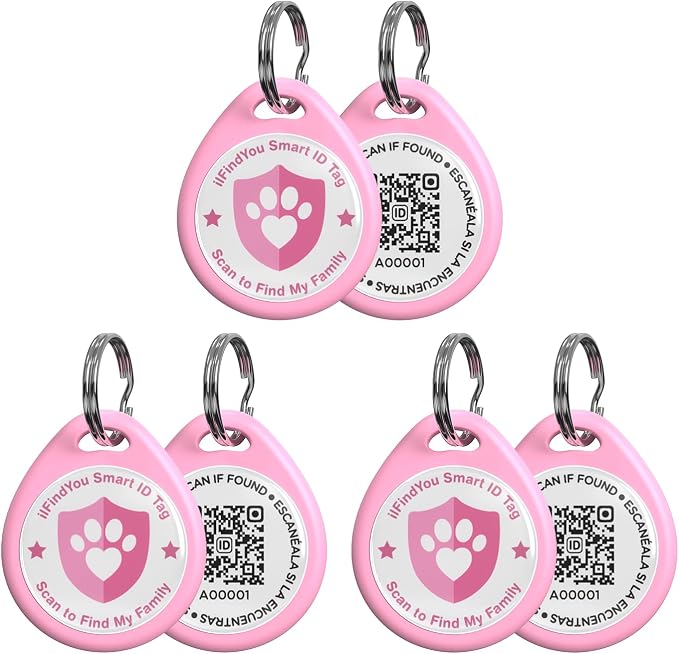 QR Code Dog Tags Personalized for Pets, Real-time Alerts, Blackx3