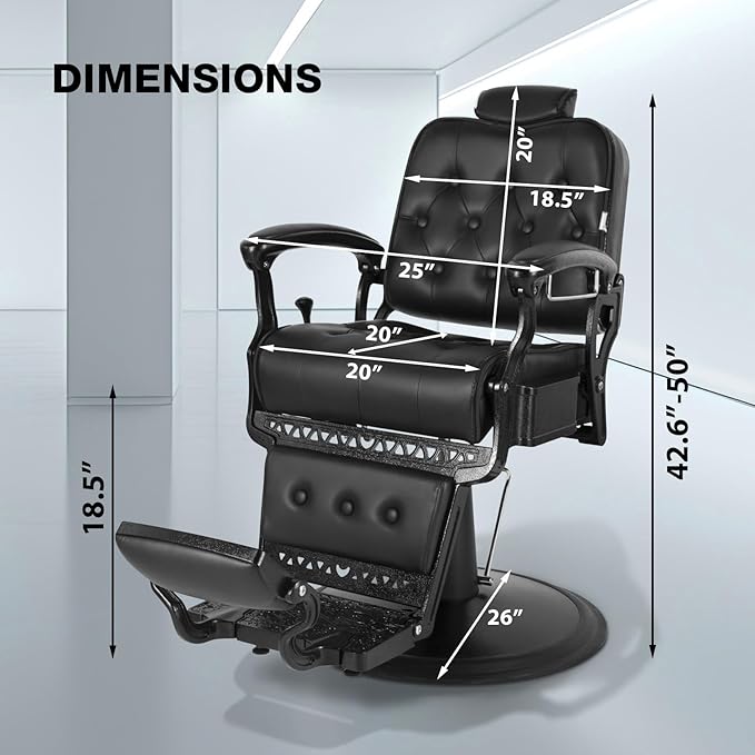 Barber Chair Heavy Duty Vintage Recline Hydraulic 360° Swivel Professional Salon Chair Beauty Spa Shampoo Equipment