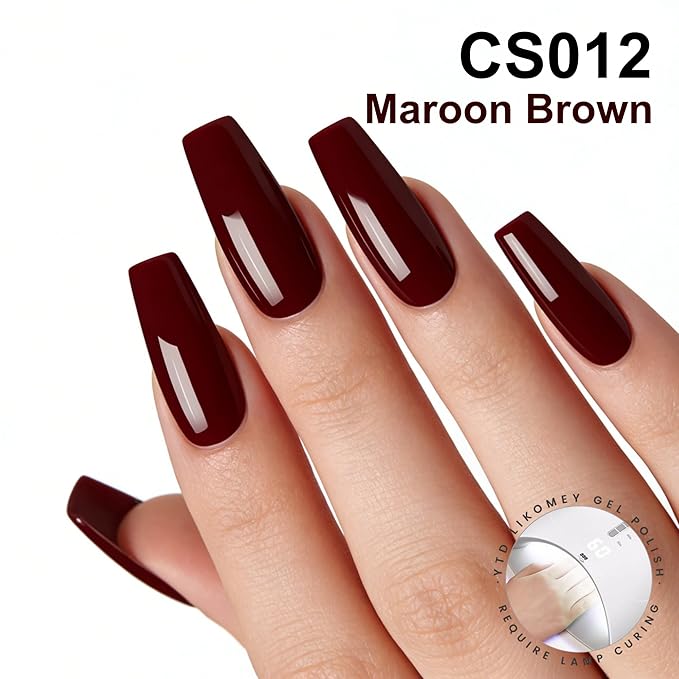 YTD Likomey Maroon Brown Gel Nail Polish,15ml Salon Home DIY Manicure and Pedicure Fall Winter Soak Off UV Color Varnish,CS012
