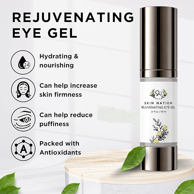 Skin Nation Rejuvenating Eye Gel | Anti Aging Eye Cream - Anti Wrinkle and Antioxidants | with Organic Natural Ingredients, Vitamin C, B5, MSM, Aloe Vera, Coconut Oil, Jojoba by Michelle Staffor