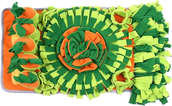 Ferret Cats Snuffle Mat Fleece Foraging Mats Interactive Feeding Toy Small Animal Rabbit Guinea Pig Rat Hamster Anti Slip Treat Dispenser Slow Feeder (Carrots)