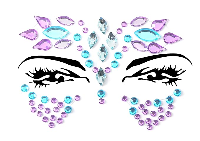 Face Gems Adhesive Glitter Jewel Tattoo Sticker Festival Gems Rave Party Body Make Up (9 PCS Z9ZAKMIX-B)