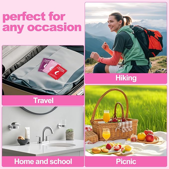 twoworld 150 Feminine Wipes Flushable Travel Individually Wrapped | Travel Wipes for Women,Feminine Care Wet Wipes Travel Size Vaginal Wipes for Adult,Girl and Homeless(Chamomile,Rose,Unscent)