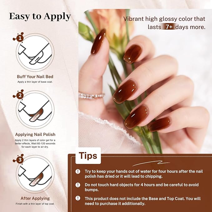 16.5ml Jelly Sheer Amber Nail Polish Large Volume Quick Dry Nail Polish, Long Lasting Shine, Fingernail Toenail Nail Art DIY Home Travel Nail Art Gift