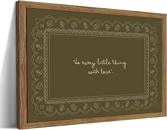 Framed Vintage Inspirational Wall Art, Do Every Little Thing with Love Quote Canvas Wall Decor Painting, Dark Green Christian Bible Verse Poster Print Picture for Living Room Bedroom 12x16 Inch