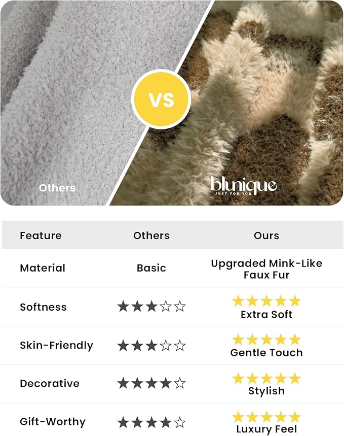 Knit Throw Blanket for Couch, Soft Cozy Fluffy Knitted Blanket for Sofa, Bed, Gift for Women Girls Home Decor (Brown, Twin 60"x80")